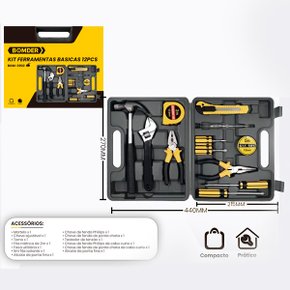 kit ferramentas bomder basico 12 pecas casa santos materiais