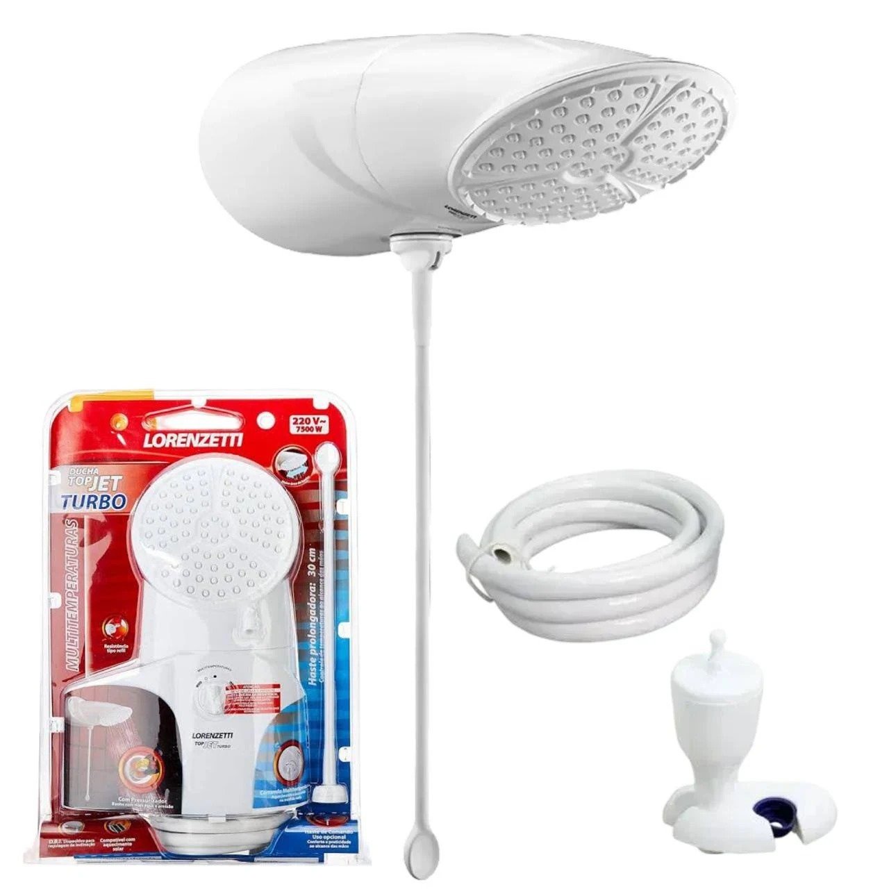Ducha Top Jet Eletrônica com Pressurizador 127v 5500W-Lorenzetti - Branco